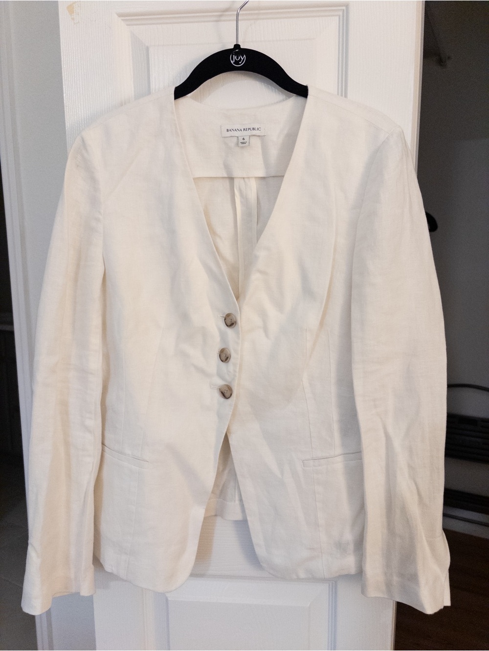 Banana Republic Women's Cream Tailored Linen-Blend Blazer